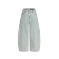 Light Wash Panelled Barrel Jeans 