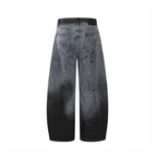 Distressed Dip-Dye Barrel Jean Pants - h0neybear streetwear jeans