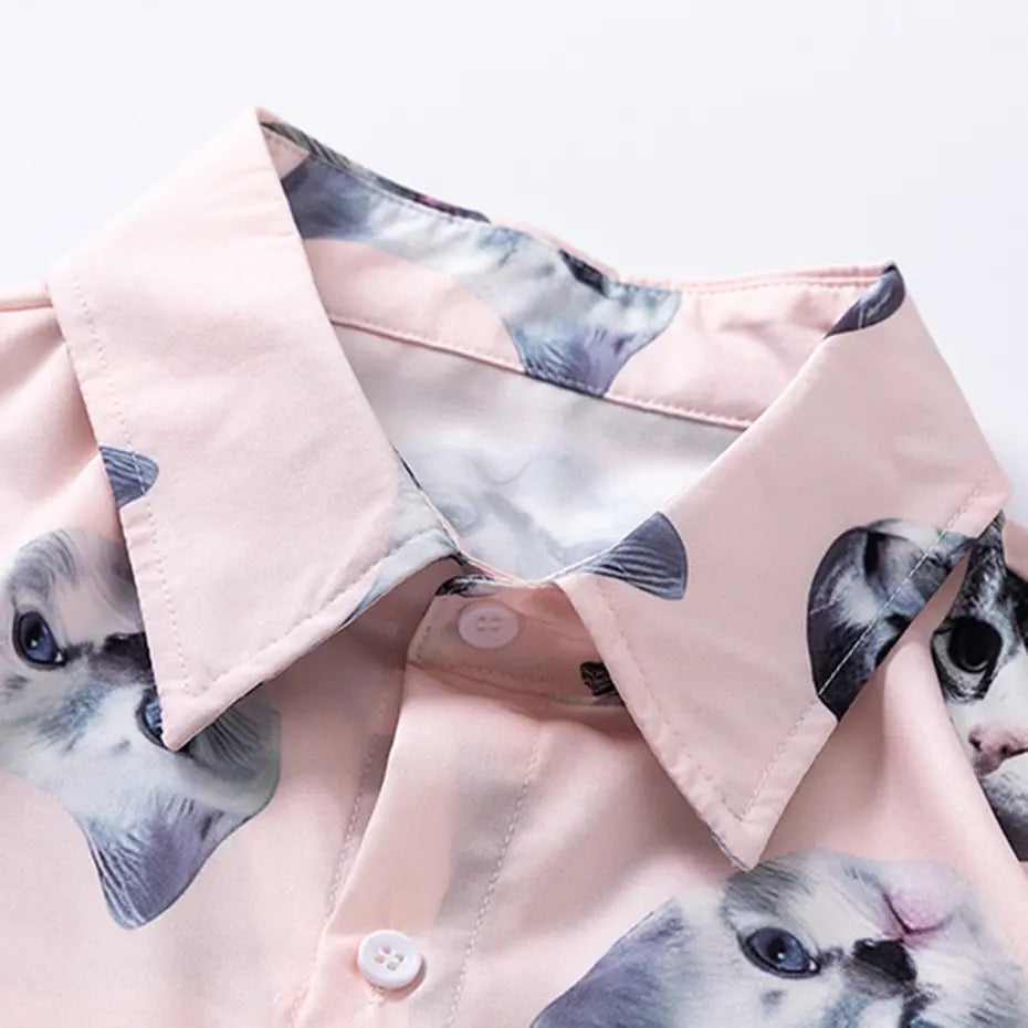 Cat Face Print Shirt