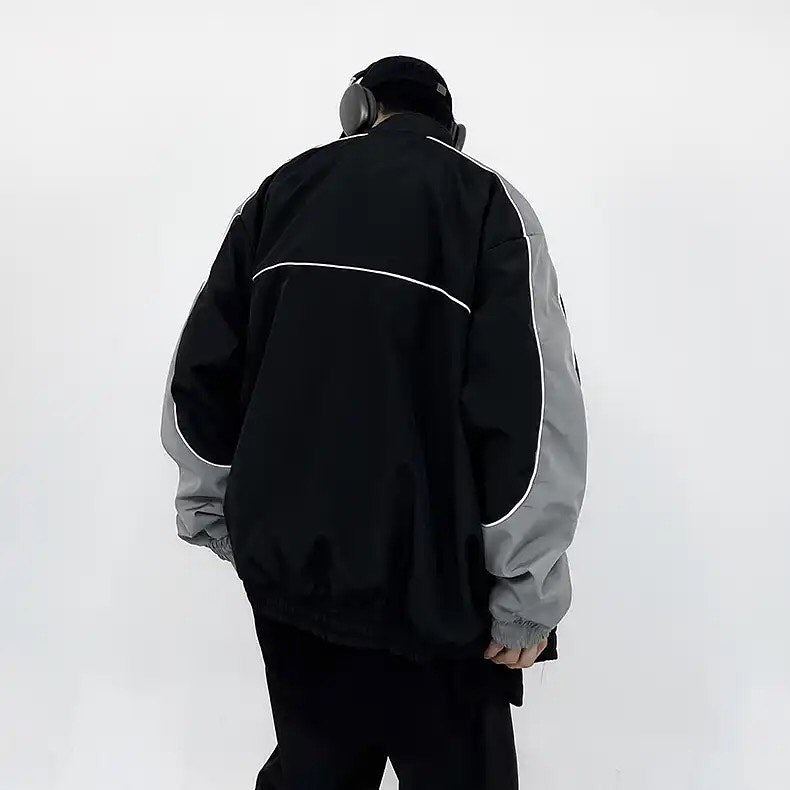 Star Pattern Zipper Jacket - h0neybear streetwear aka honeybear