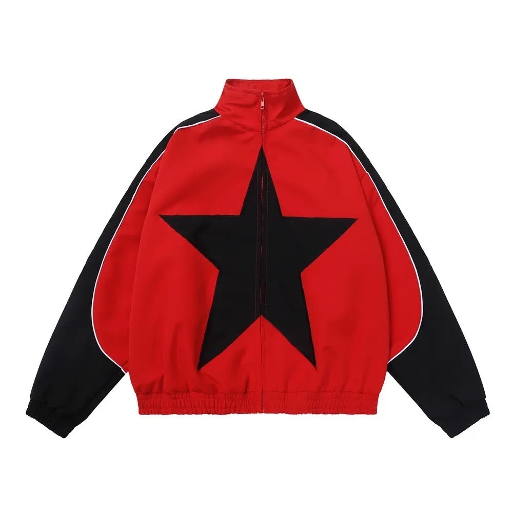 Star Pattern Zipper Jacket - h0neybear streetwear aka honeybear