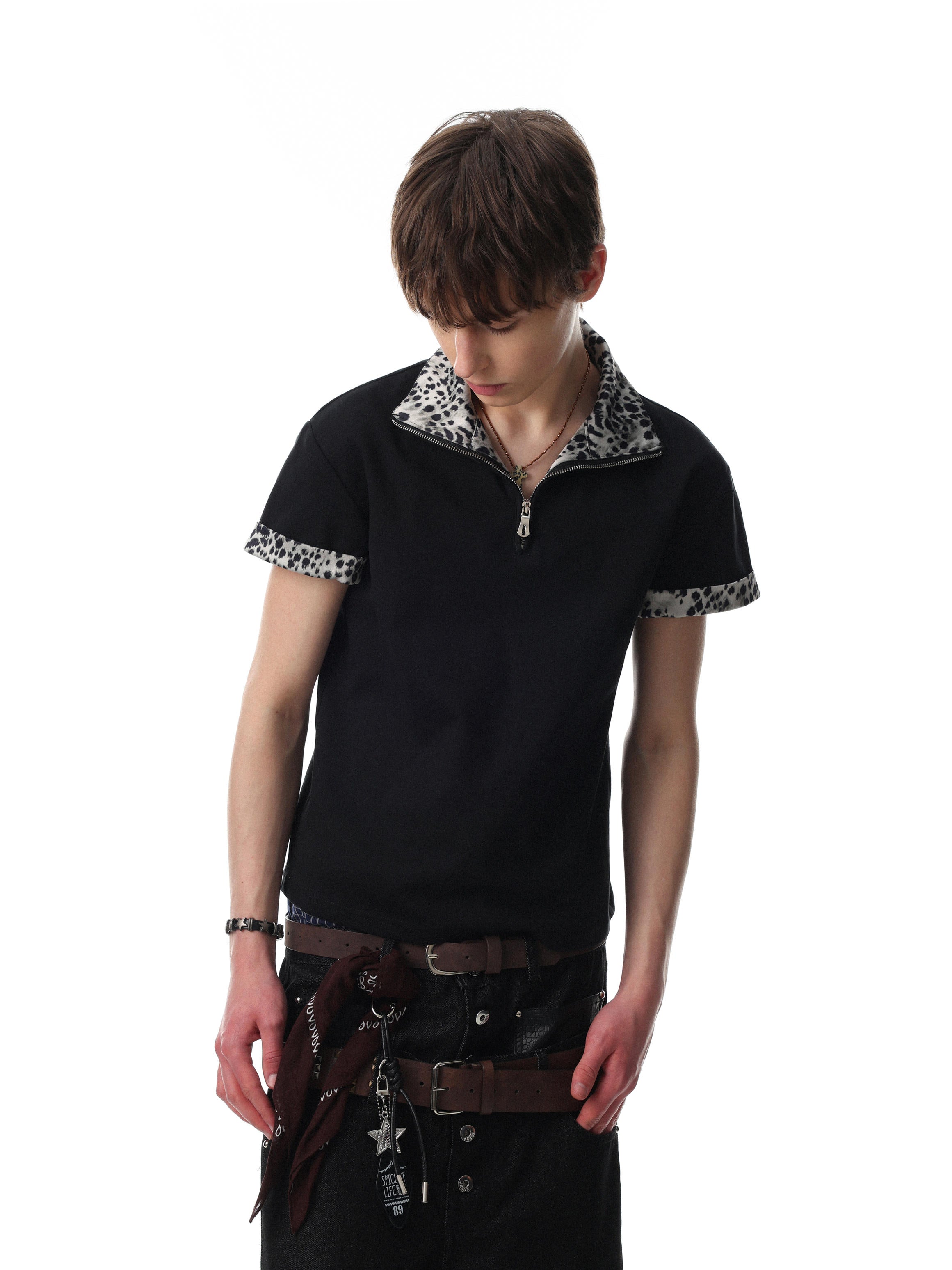 The Arctic Leopard Zip Polo T-Shirt