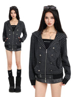 Static Crest Striped Hoodie