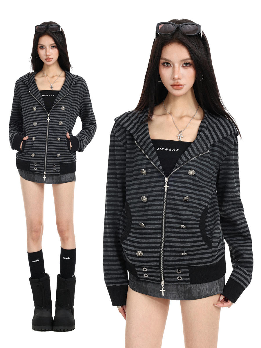 Static Crest Striped Hoodie