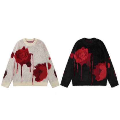 Bloody Rose Knit Sweater - h0neybear