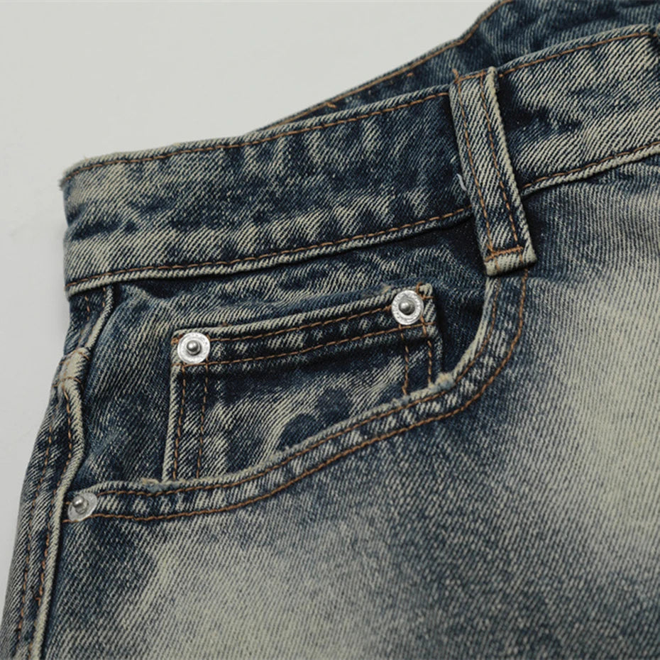 Flame Wash Denim Shorts