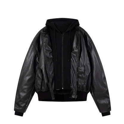 Stealth Style Hooded Leather Jacket