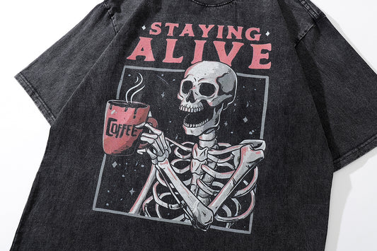 Staying Alive T-shirt | Black Printed T-shirts