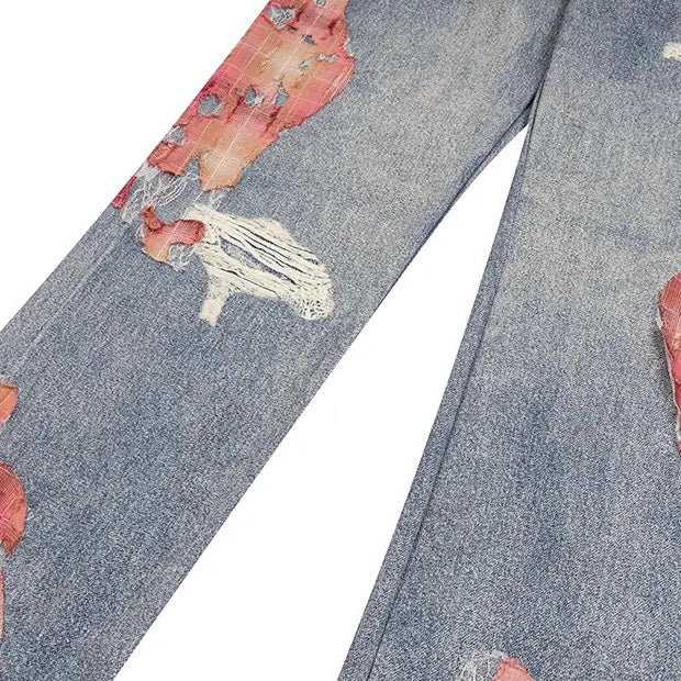 Lace Patchwork Denim Pants - h0neybear