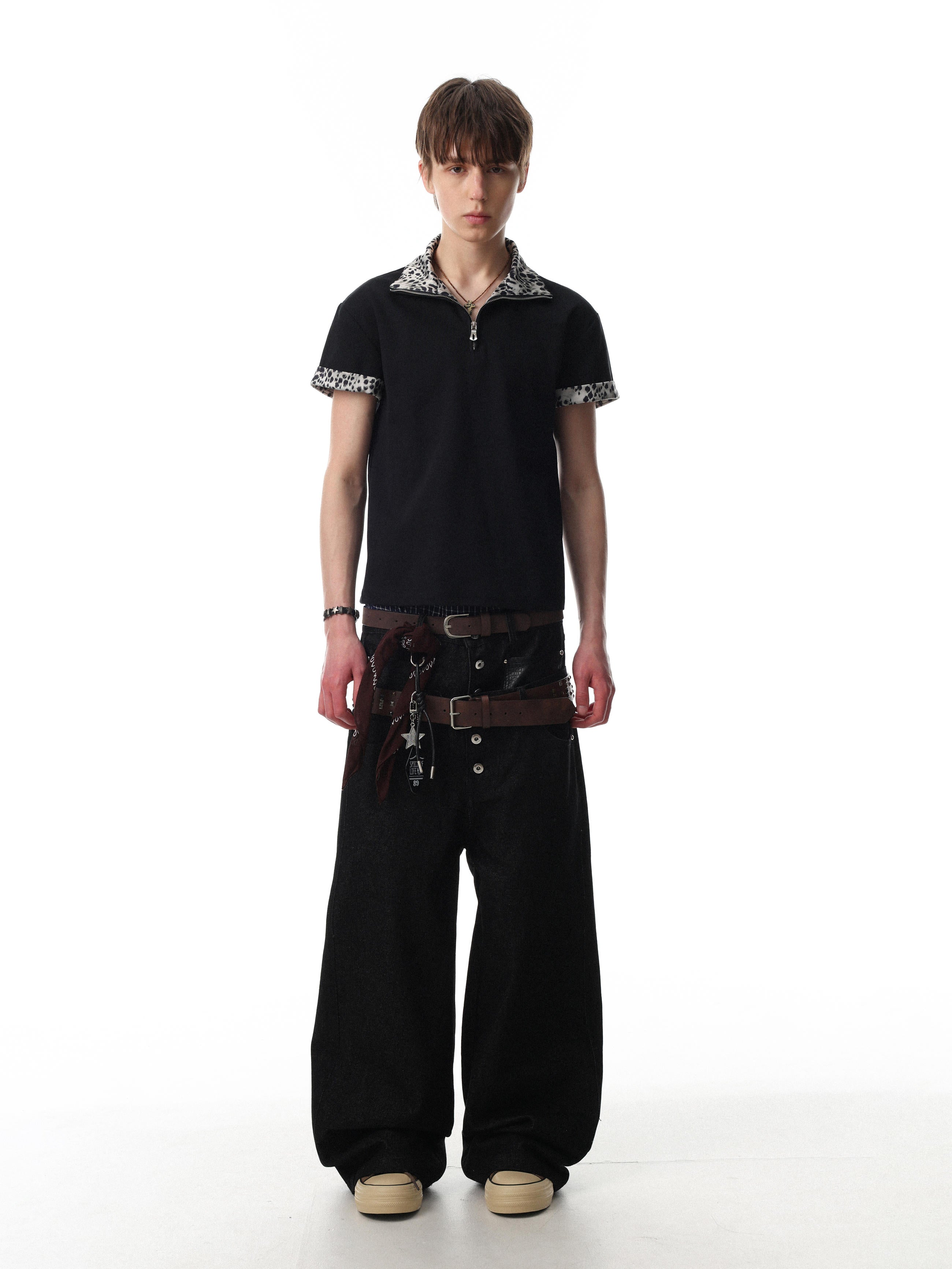 The Arctic Leopard Zip Polo T-Shirt