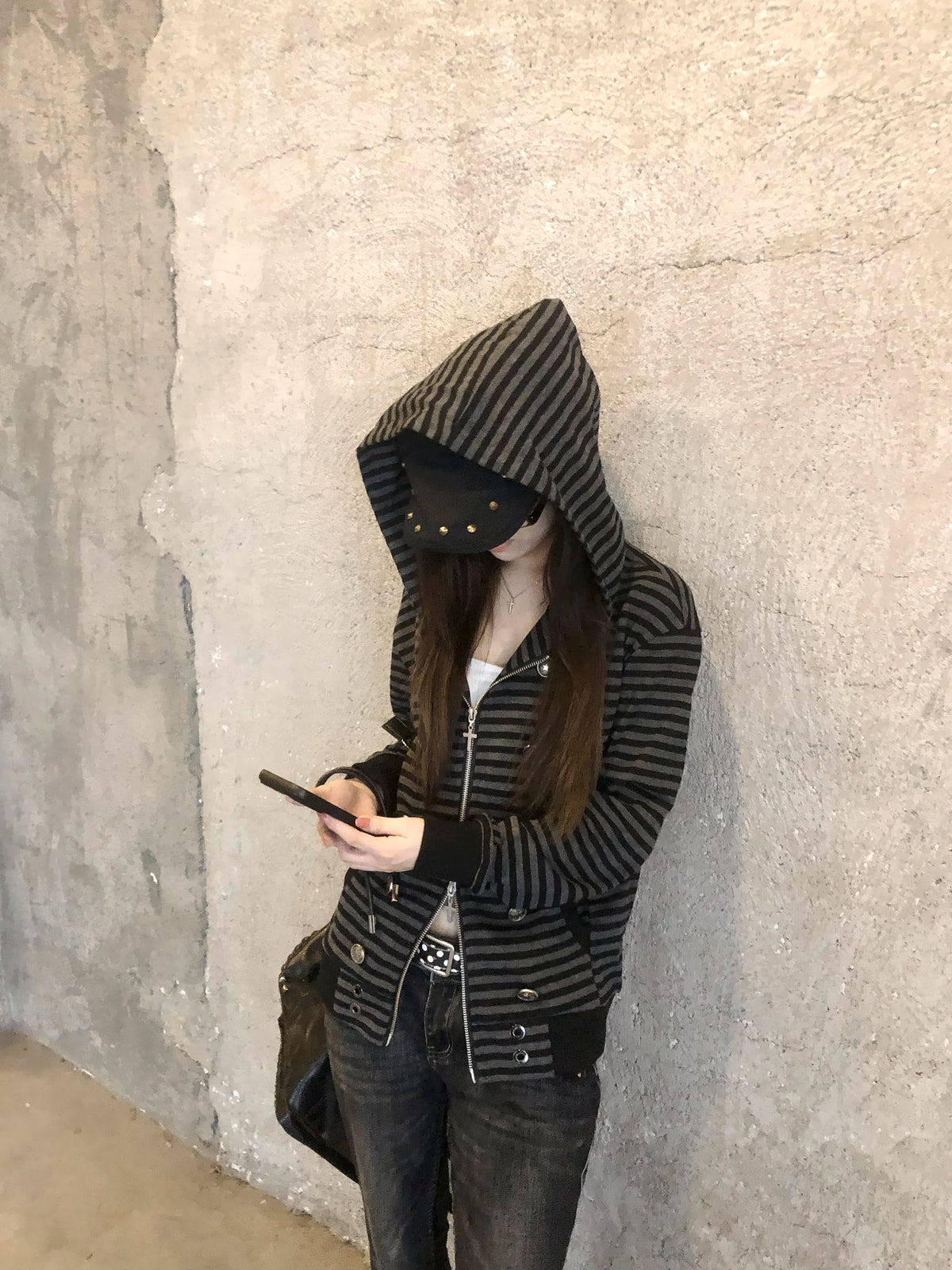 Static Crest Striped Hoodie