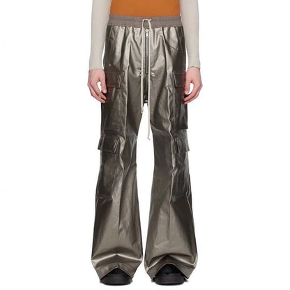 Metallic Wide Leg Cargo Pants