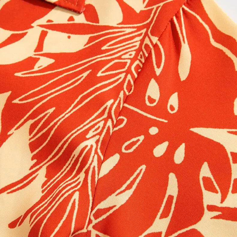 Red Palm Print Shirt