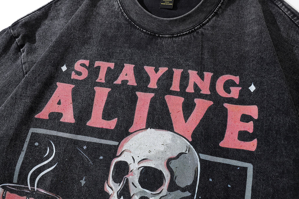 Staying Alive T-shirt | Black Printed T-shirts