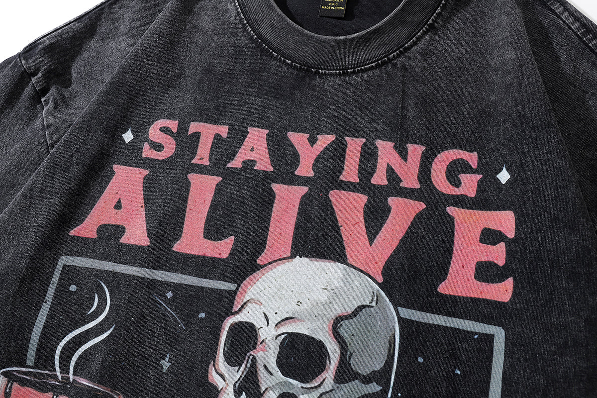 Staying Alive T-shirt | Black Printed T-shirts