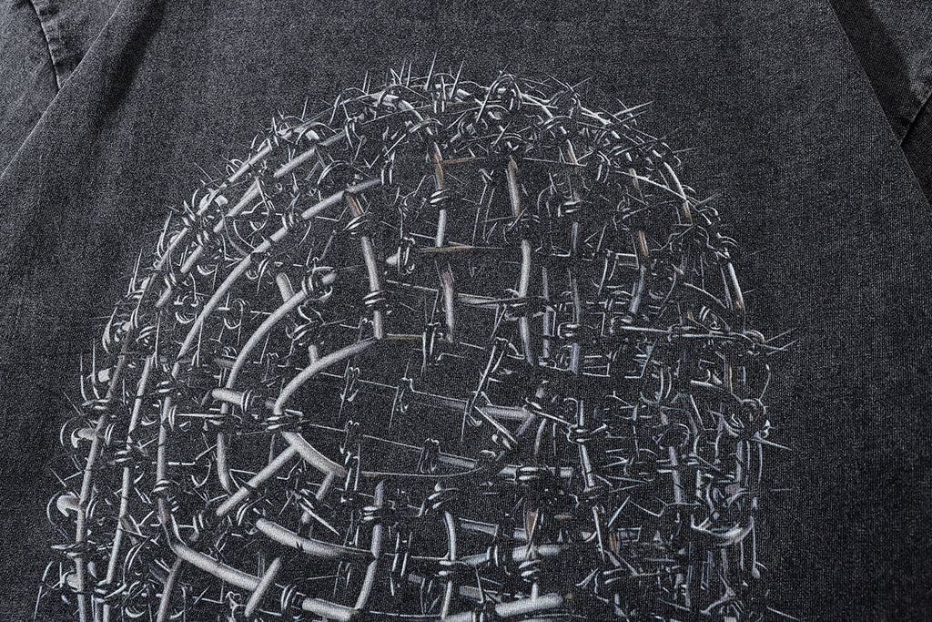 Barbed Mask T-shirt | Black Print T-shirts 