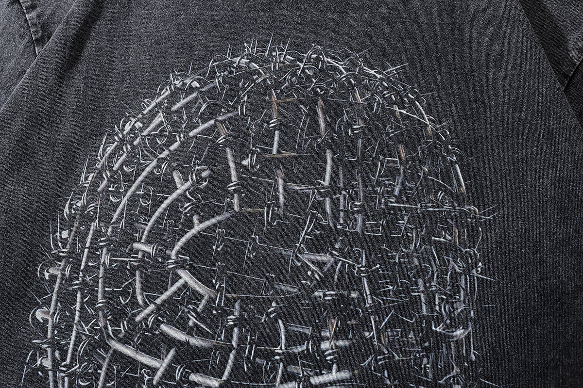 Barbed Mask T-shirt | Black Print T-shirts 