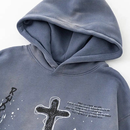 Cross Wave Oversized Graphic Hoodie