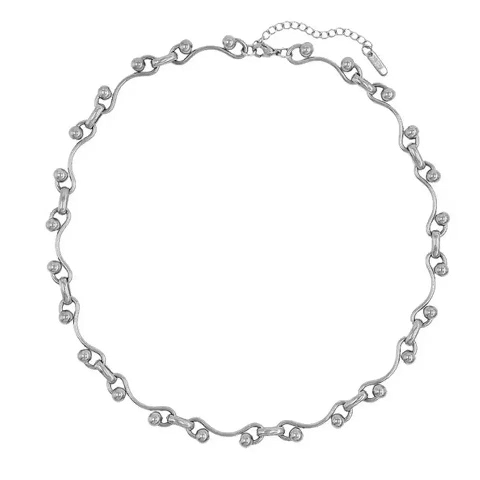 Ball Chain Wave Choker Necklace
