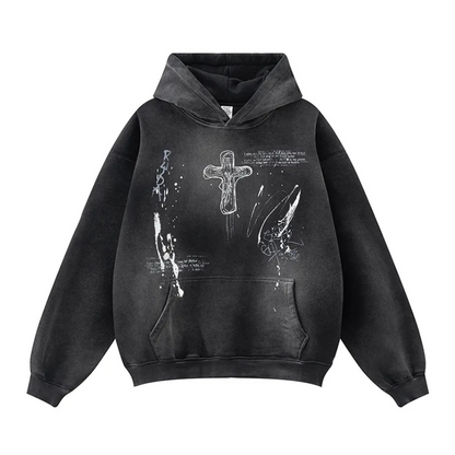 Cross Wave Oversized Graphic Hoodie