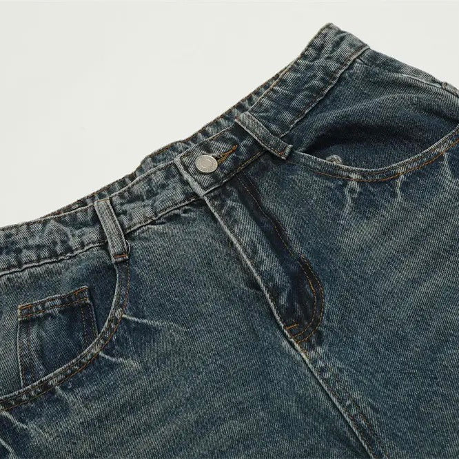 Spliced Line Barrel Jean Pants