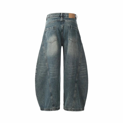 Spliced Line Barrel Jean Pants