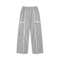Spliced Button Patchwork Pants | Unisex Straight Leg Sweatpants | h0neybear