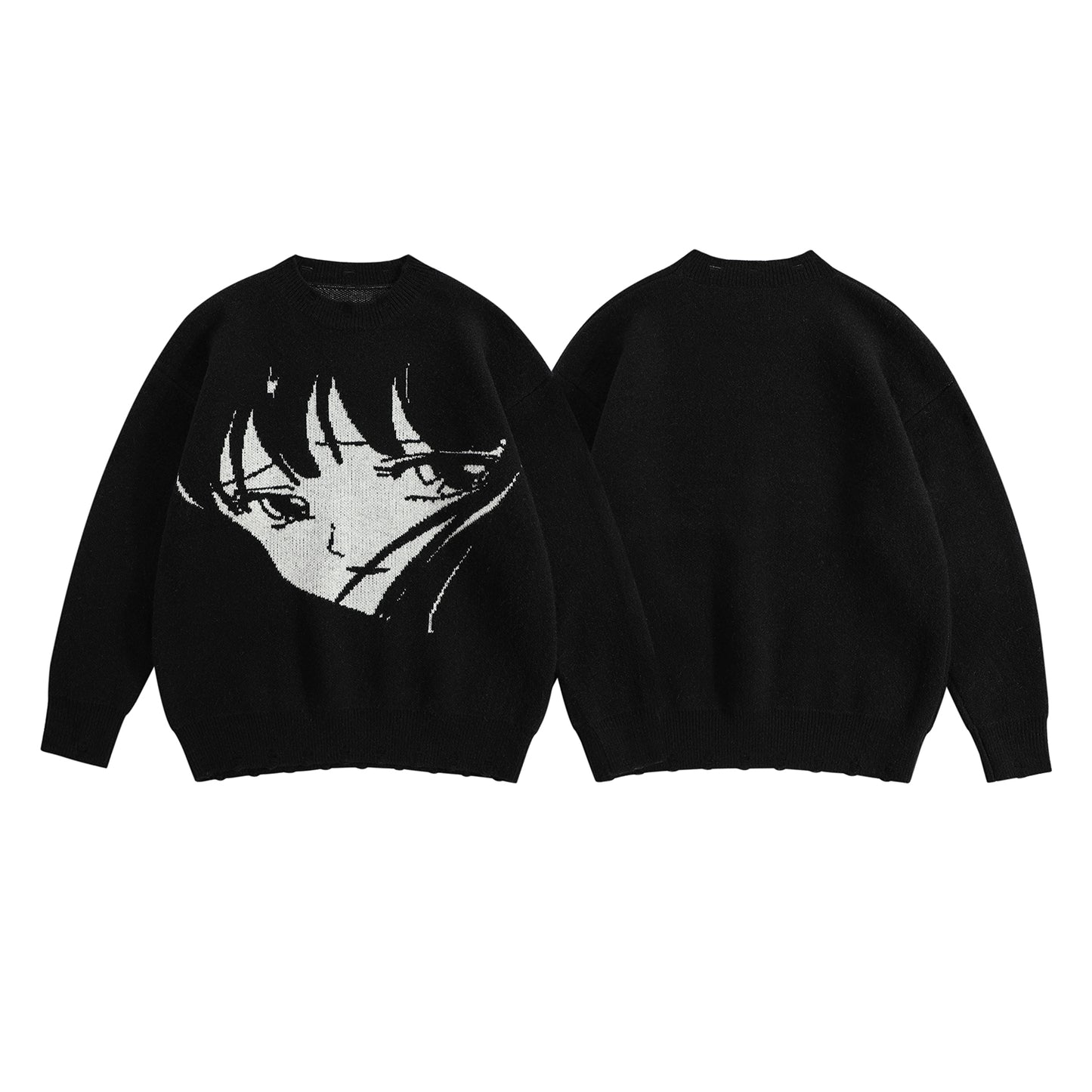 Otaku Girl Face Print Sweater