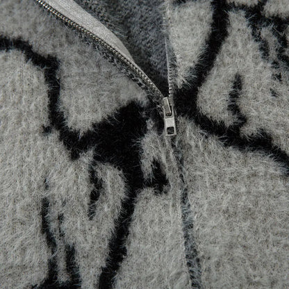 Mohair Thunder Zip Up Sweater Jacket