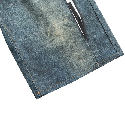 Distressed Graphic Denim Shorts