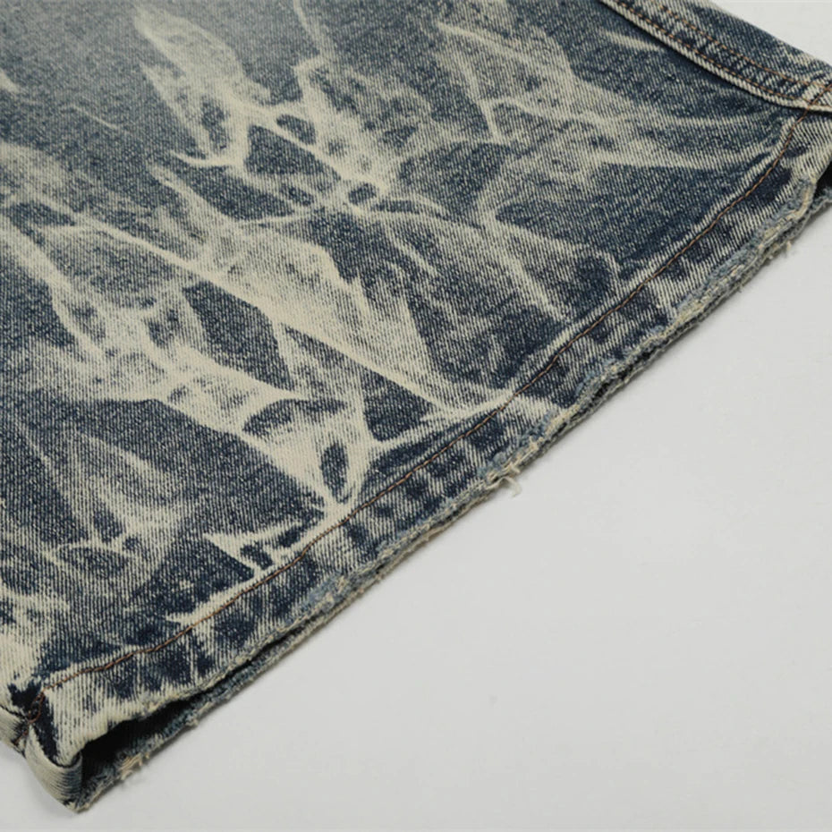 Flame Wash Denim Shorts