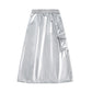 Silver Sheen Zip Skirt