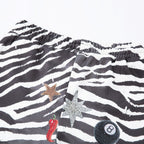 Wide-Leg Zebra Print Emblems Pants