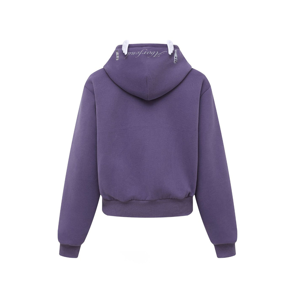 Beaded Zipper Graphic Hoodie