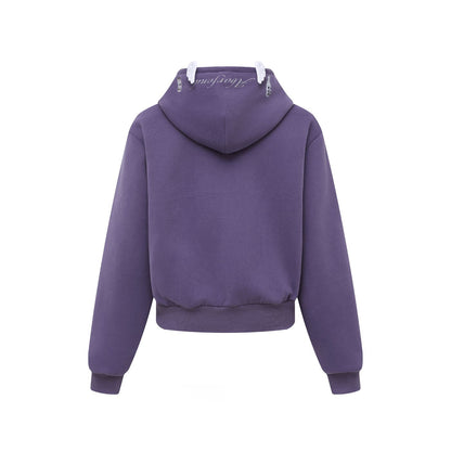 Beaded Zipper Graphic Hoodie