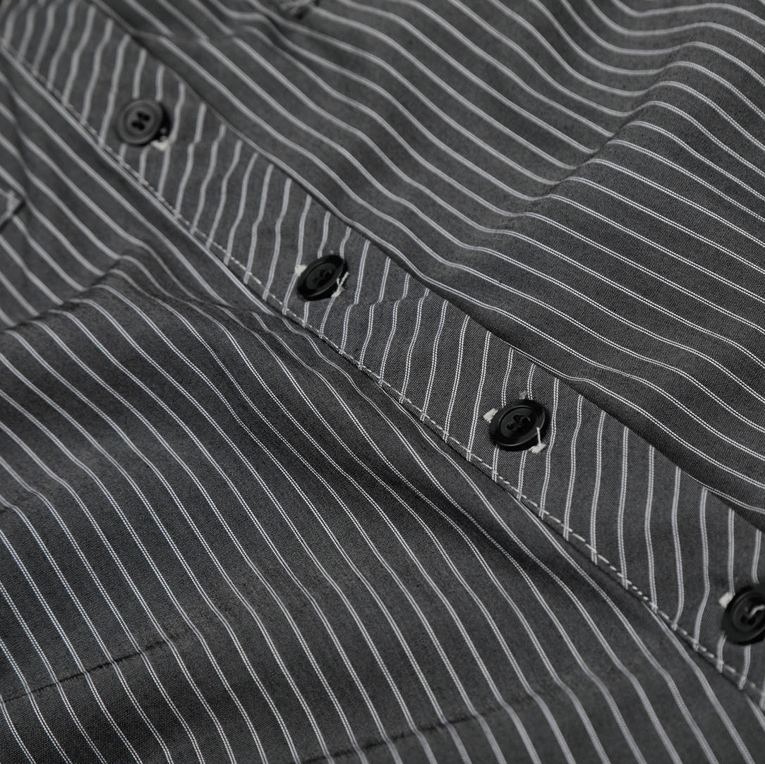 Midnight Pinstripe Button-Up Top