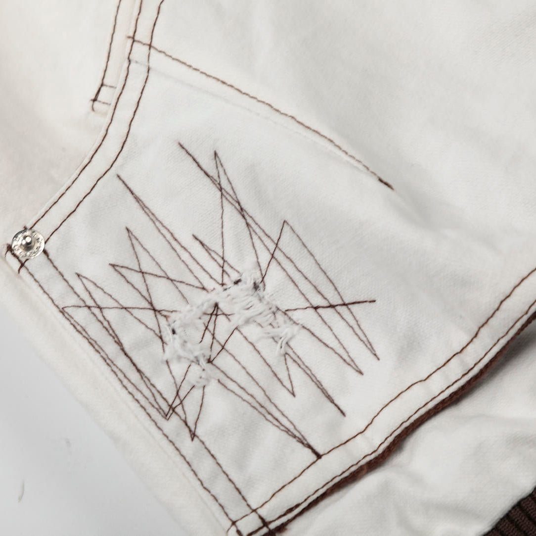 Ivory Contrast Stitch Utility Jacket