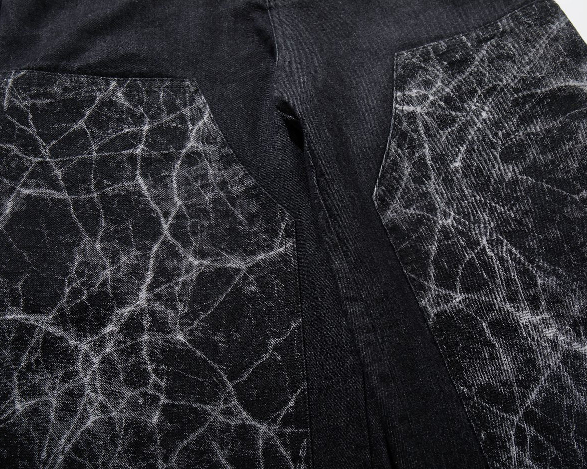 BIO DOUBLE WAIST JEANS wash black Mサイズ The Black Marbled Double-Waist Jeans - h0neybear