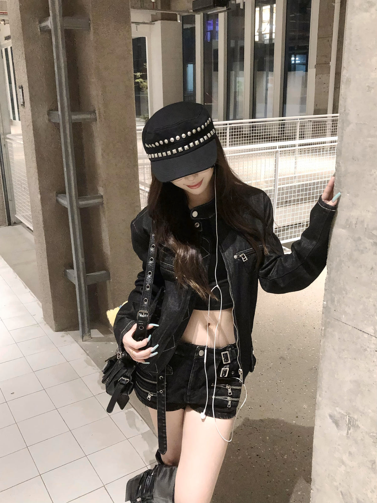 Circuit Contrast-Stitch Biker Jacket
