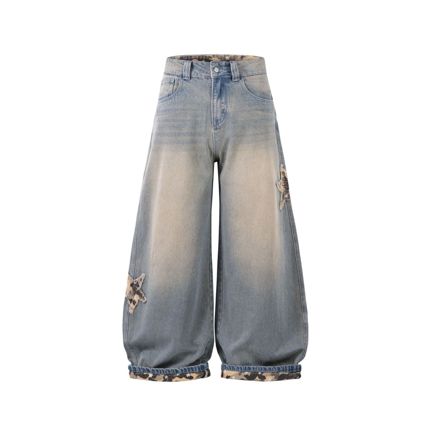 Star Patched Camo Baggy Jeans