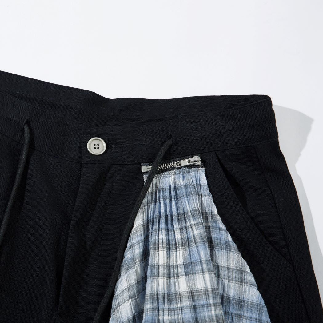 Plaid Hankie Wide-Leg Pants - h0neybear streetwear aka honeybear clothing