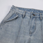 Paneled Light Wash Barrel Jeans