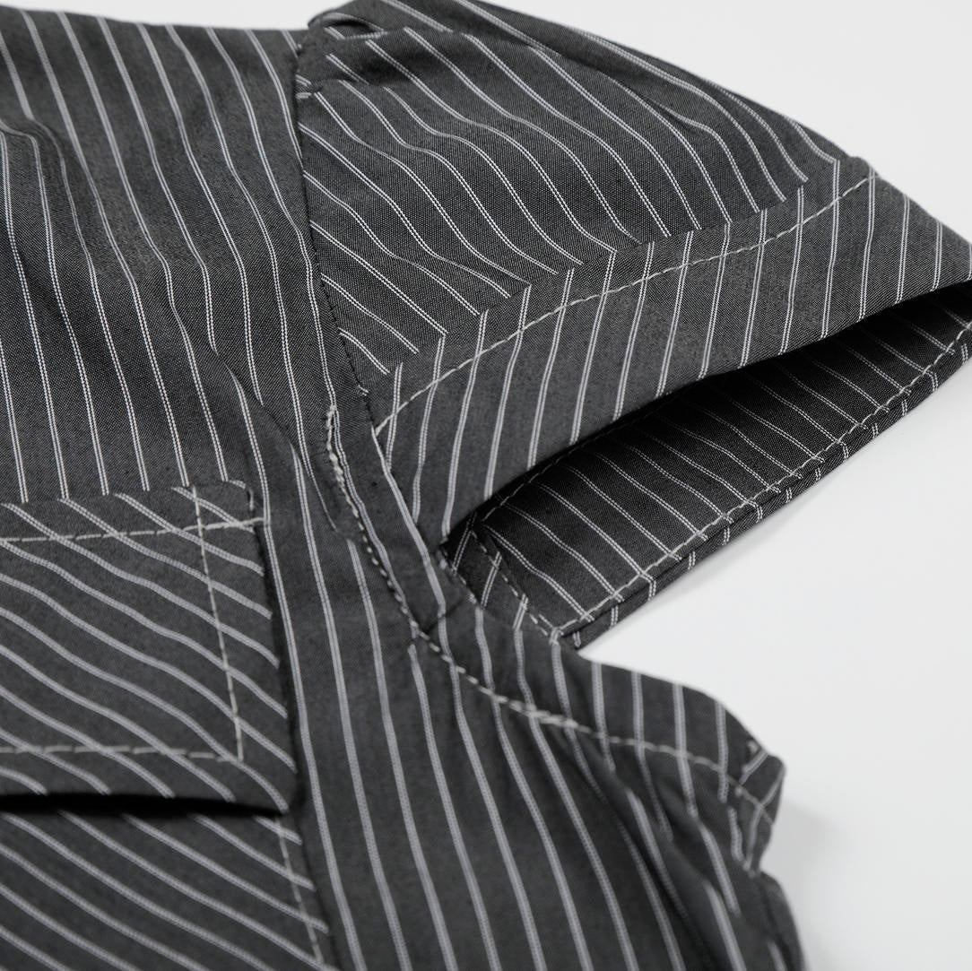 Midnight Pinstripe Button-Up Top