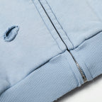 Faded Script Distress Zip Hoodie