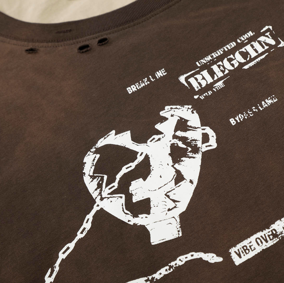 Rustveil Layered Graphic Long Sleeve T-shirt - h0neybear