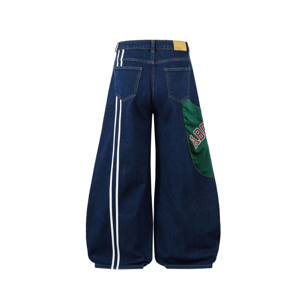 Jersey Patch Baggy Barrel Jeans - honeybear