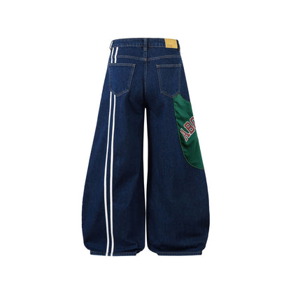 Jersey Patch Baggy Barrel Jeans - honeybear
