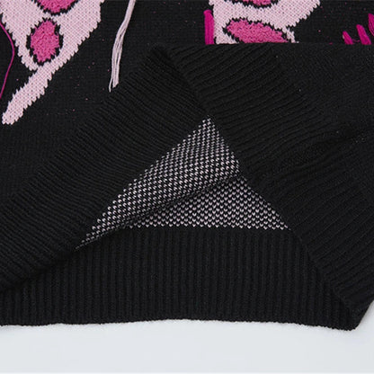 Vivid Pink Flutter Knit Sweater