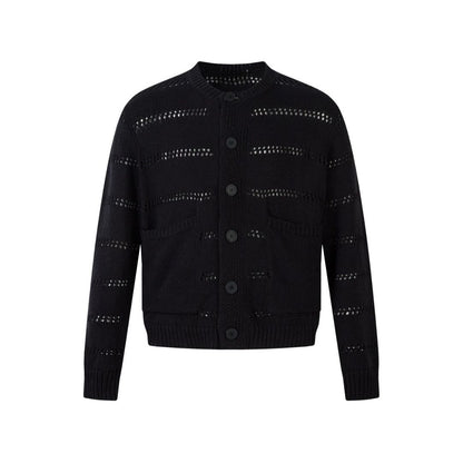 Open Knit Button Cardigan Sweater
