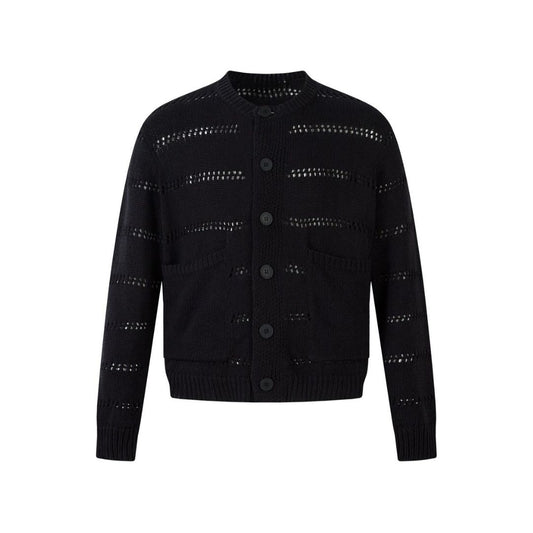 Open Knit Button Cardigan Sweater